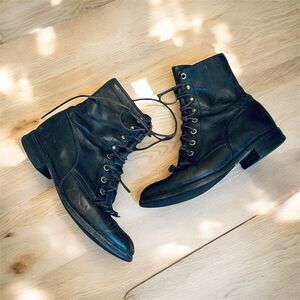 Justin’s Brown Leather Western Kiltie Boots 7 Combat Lace Up Fringe